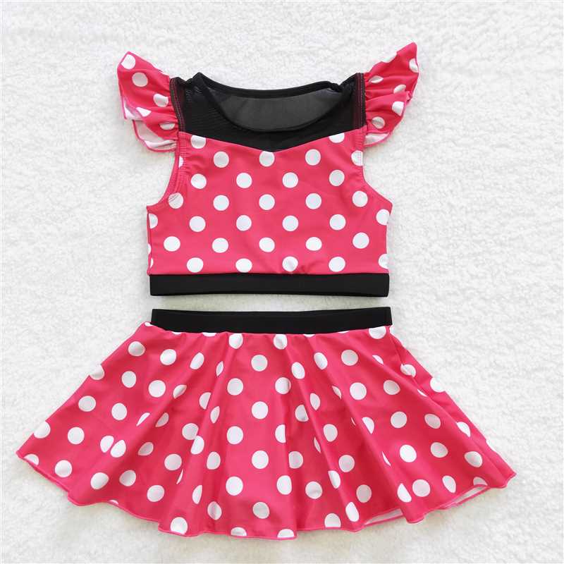 girl princess red dots two piece swimsuit