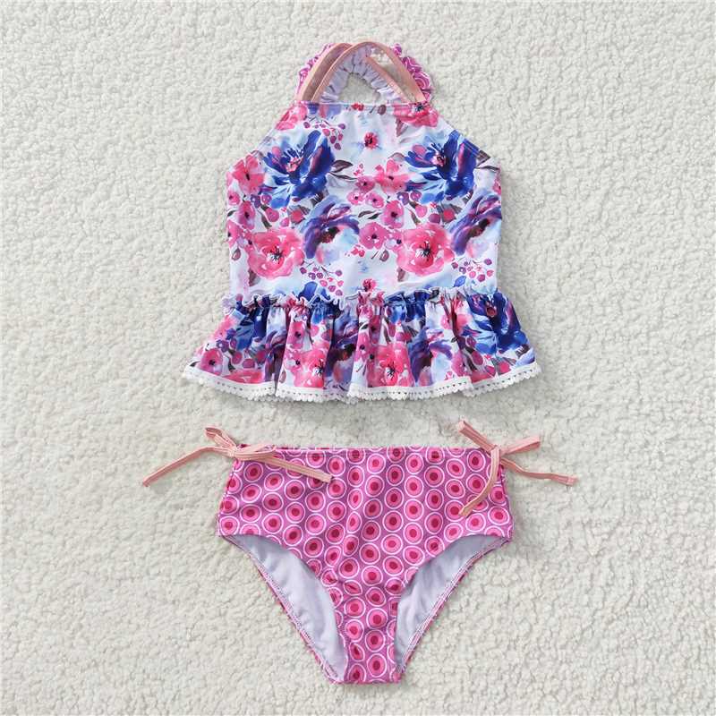 girl floral two piece swimsuit tankini swimwear