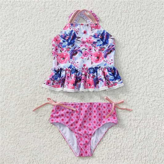 girl floral two piece swimsuit tankini swimwear