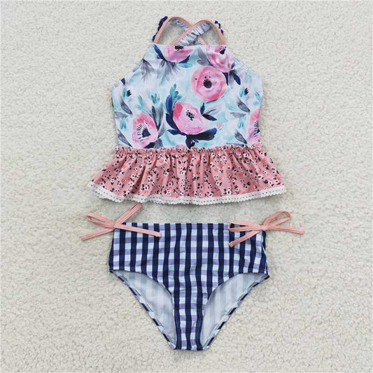 girl floral two piece swimsuit tankini swimwear