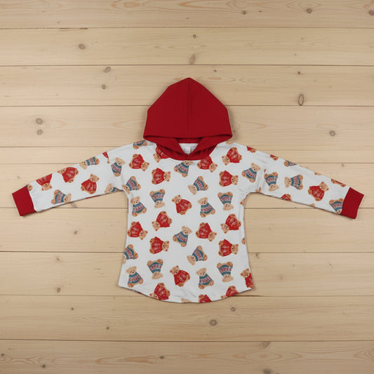 long sleeve bear print hoodie