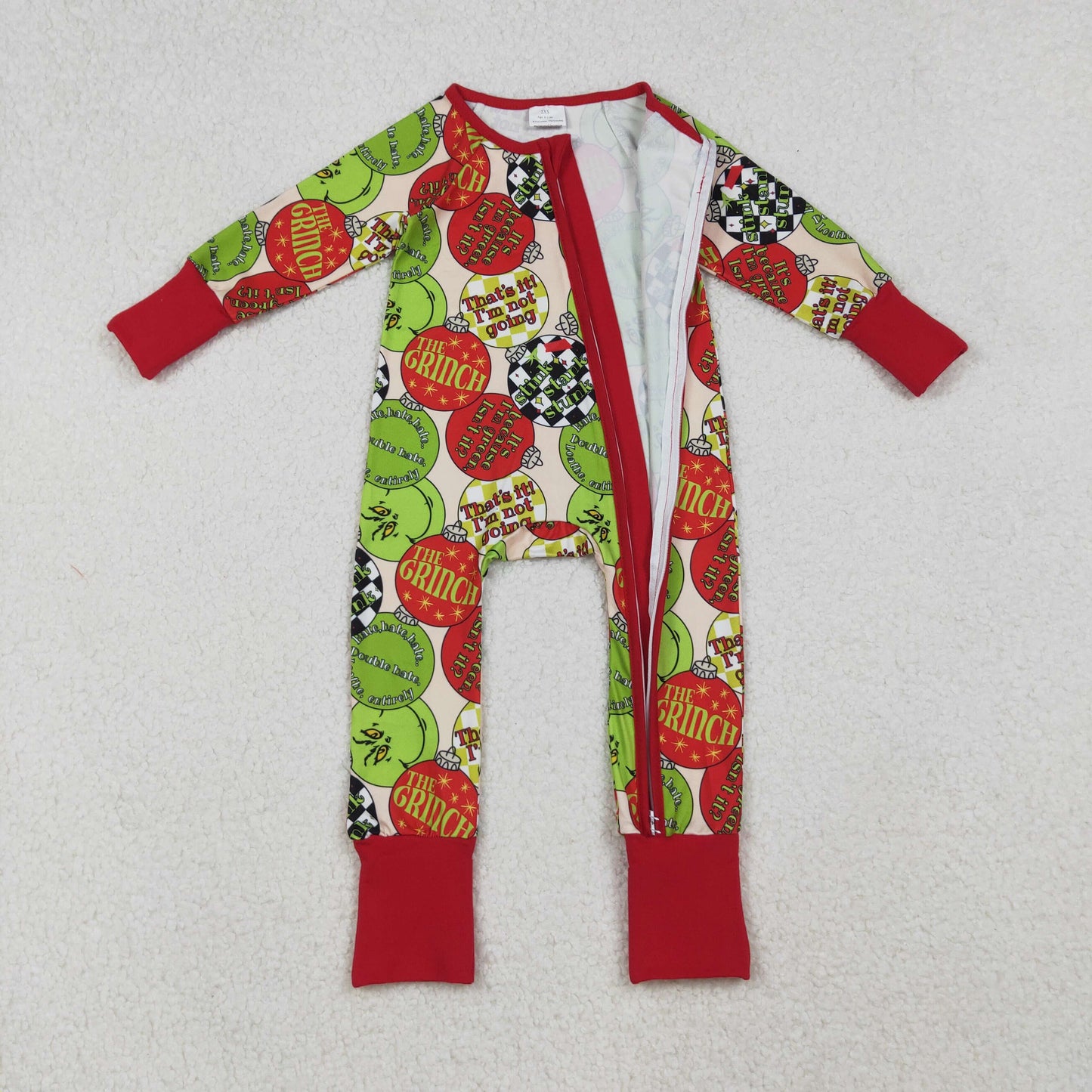 the gri*ch bell Christmas baby zipper sleeper pajama