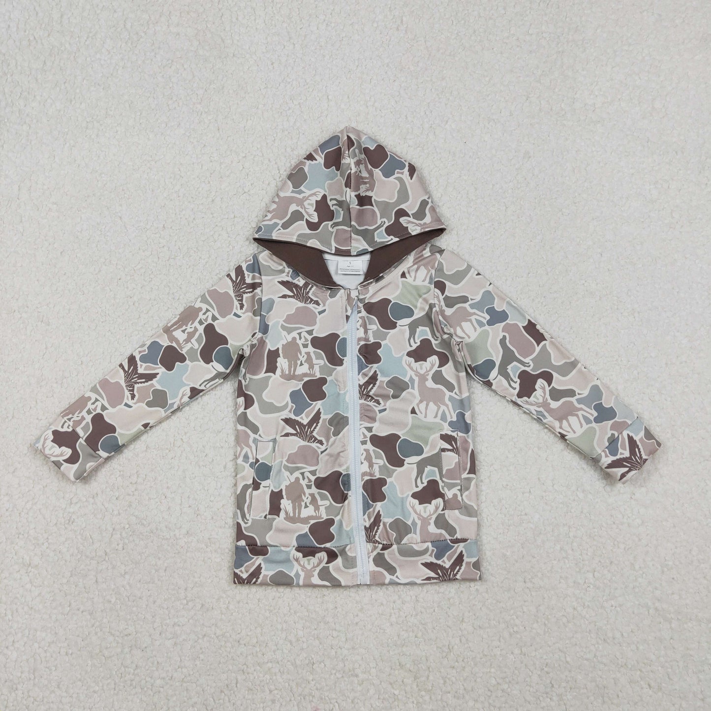 hunting camo full zip hooded jacket