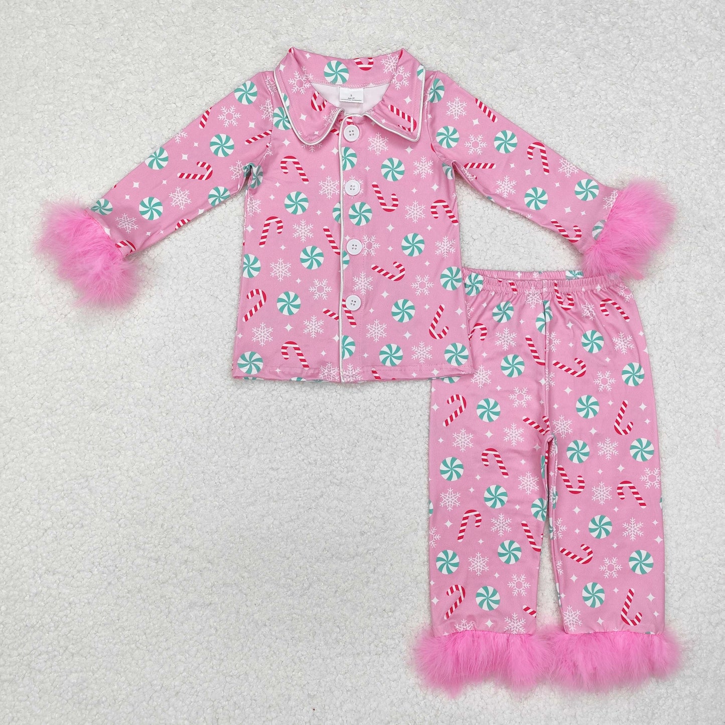 christmas candy cane button down pajama set