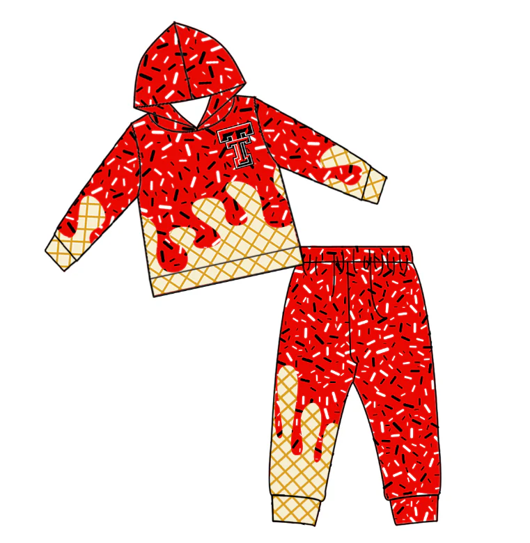 (Custom Design MOQ 5 Each Item)Team's Texas Tech Red Print Sibling Matching Clothes