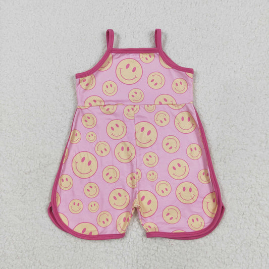 smiley suspender shorts length girls jumpsuit