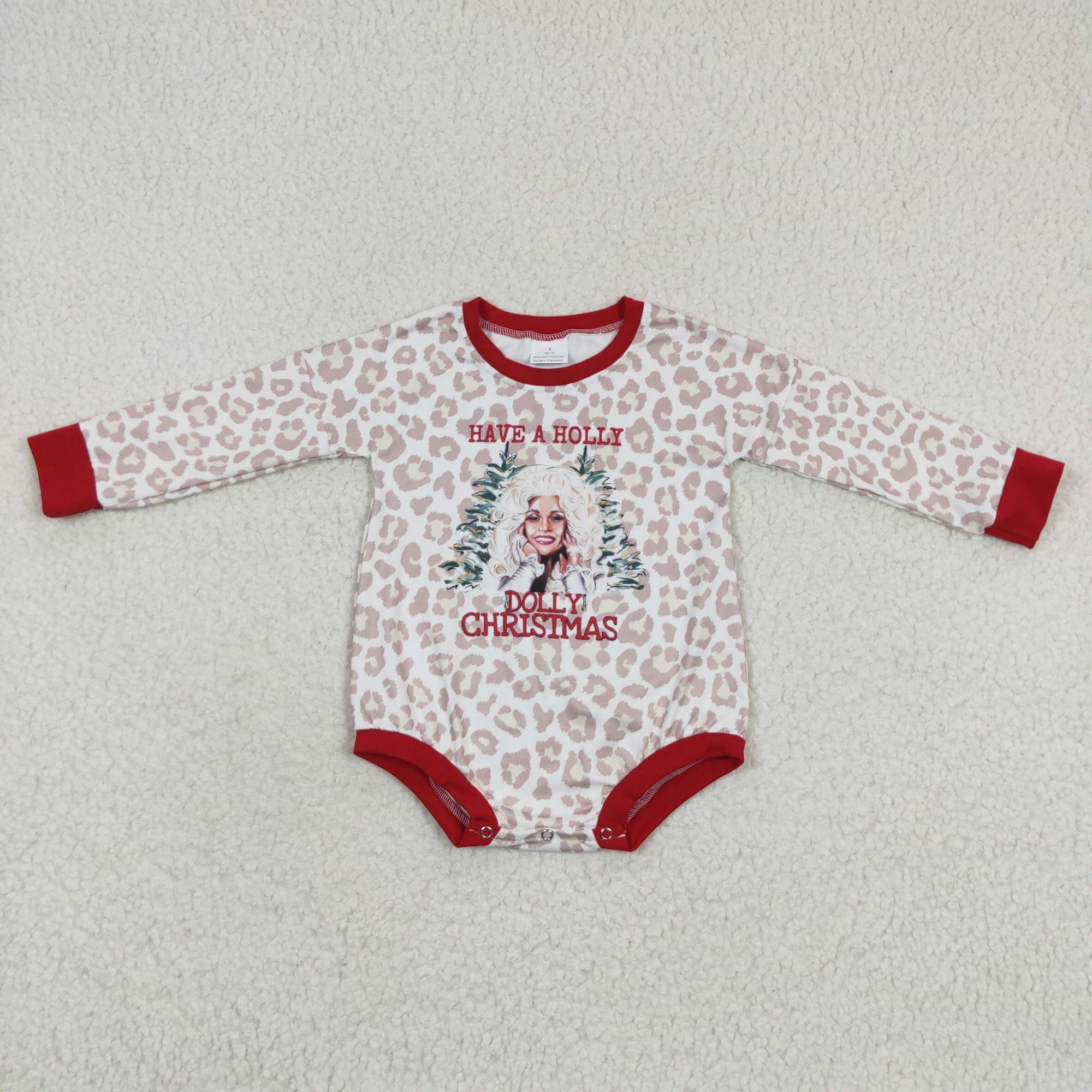 holly dolly christmas leopard romper