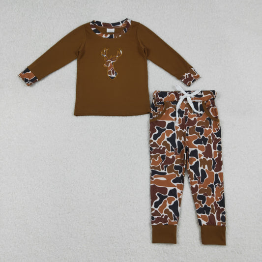 camo deer embroidered jogger set fall baby boy clothes