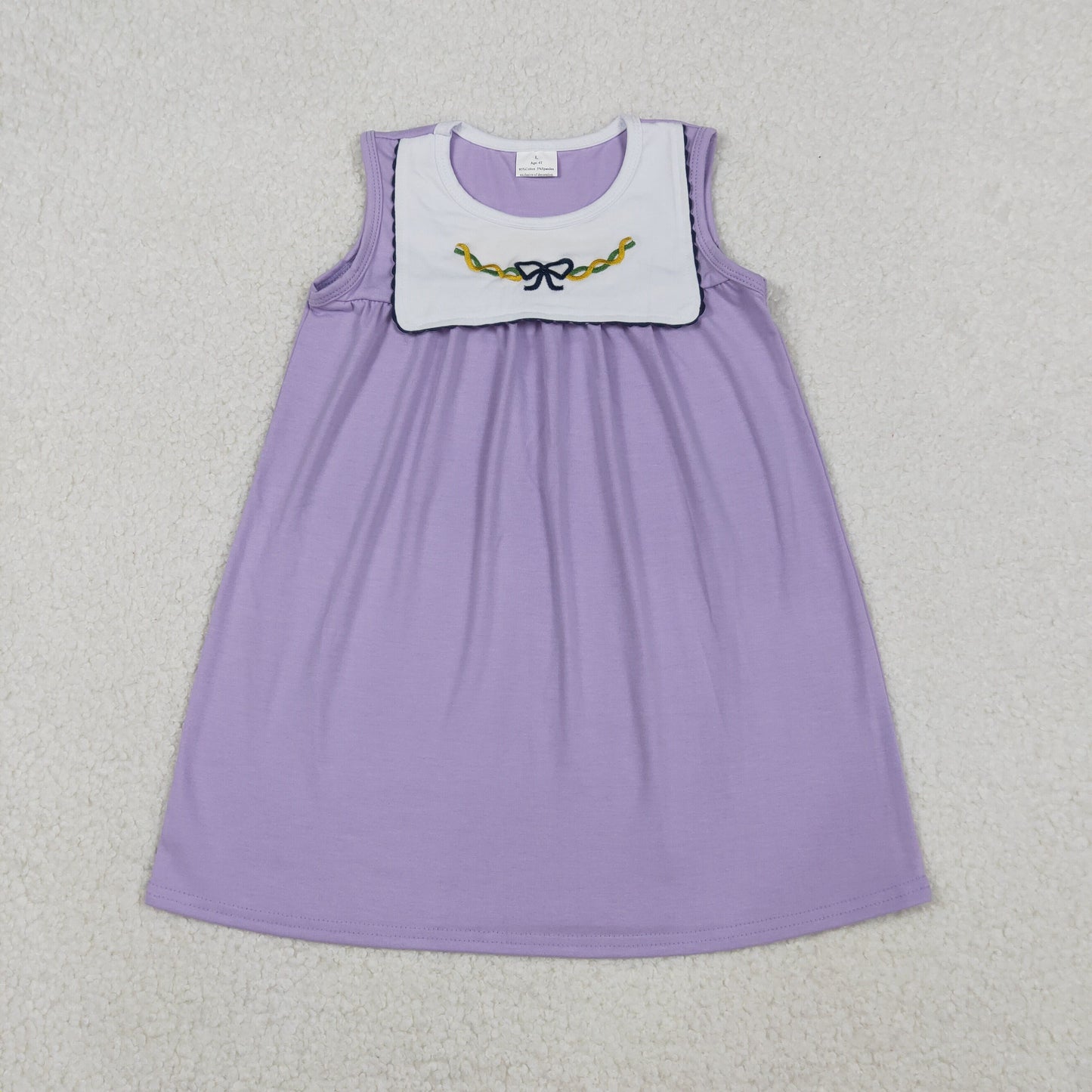 sleeveless mardi gras coquette embroidery purple dress