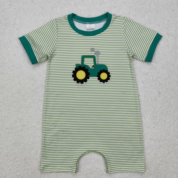 Farm Tractor Embroidery Kids Sibling Clothing