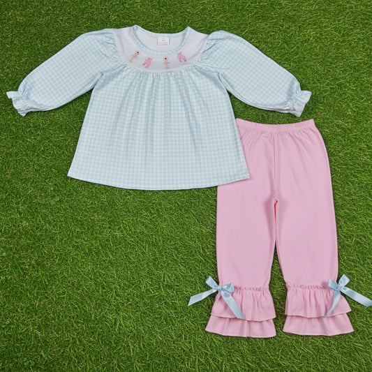 gingham ballet embroidery legging set