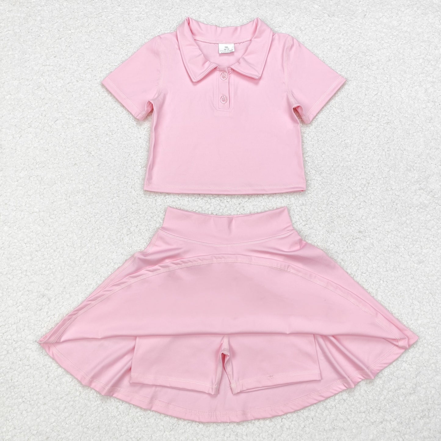 little girl pink polo yoga two piece activewear