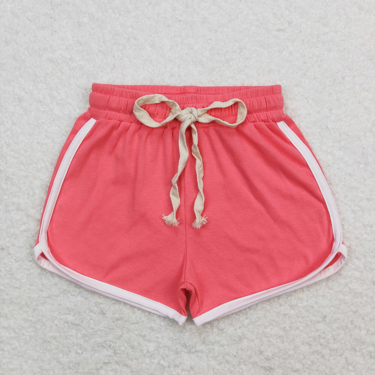 solid coral color cotton echt mulberry shorts