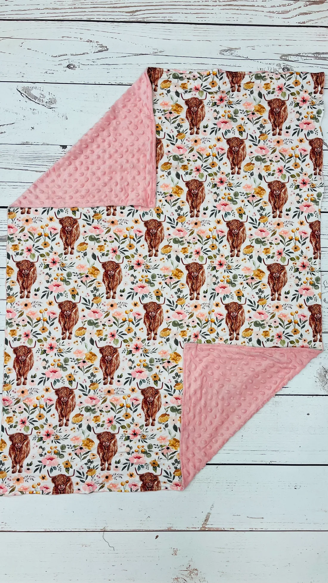 floral cows soft minky baby blanket