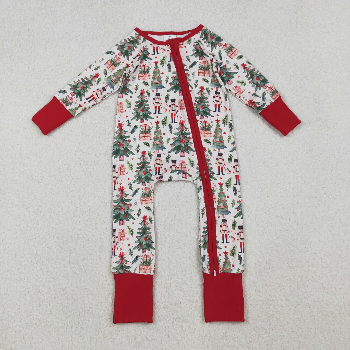 Christmas tree nutcr*cker baby zip sleeper pajama