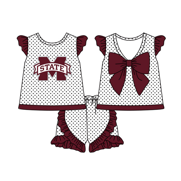 Custom order State football team girl shorts set