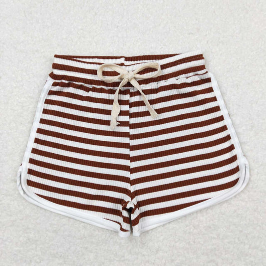 maroon striped girls summer shorts