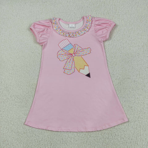 pencil print pink back to school dress