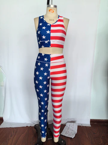 Stars stripe 2 pcs 4th of july adult women yoga clothes