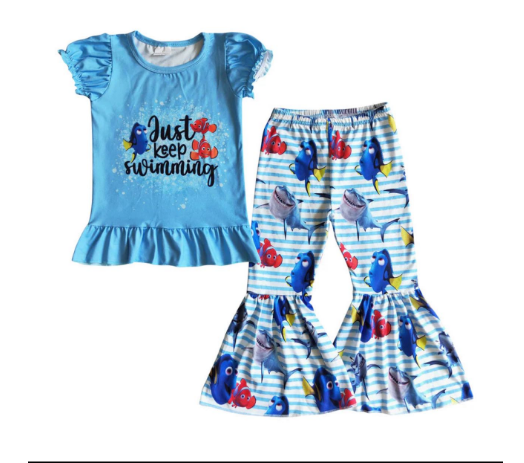 cartoon fish just keep swimming girl outfits blue