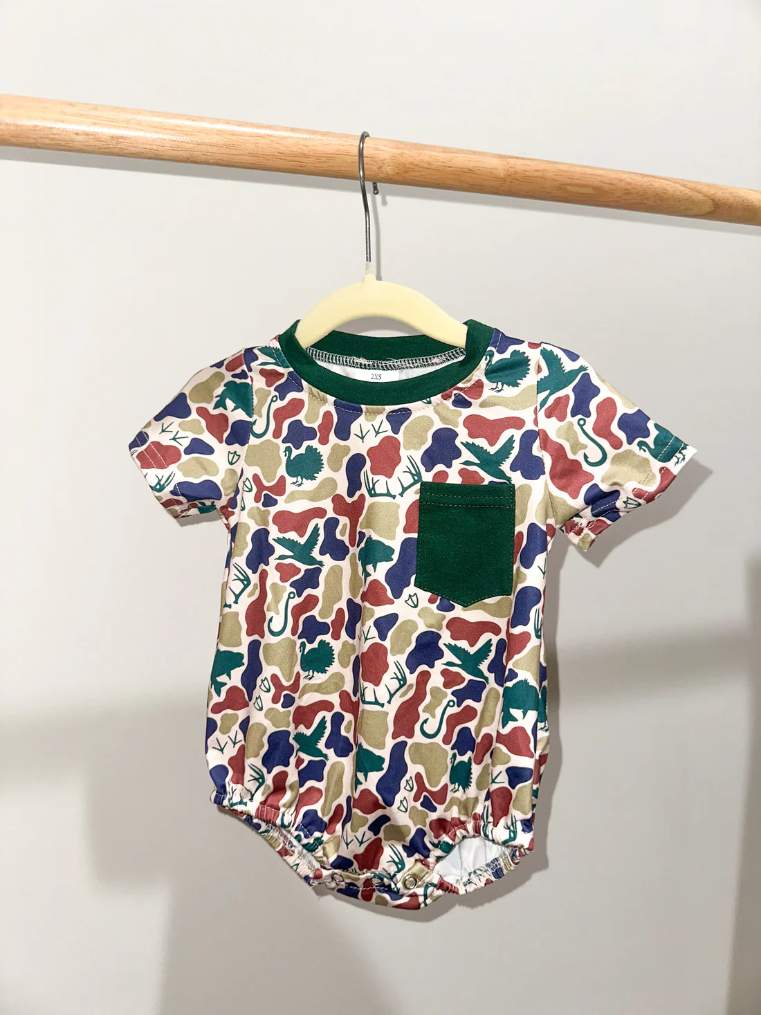 baby camo playwear with pocket