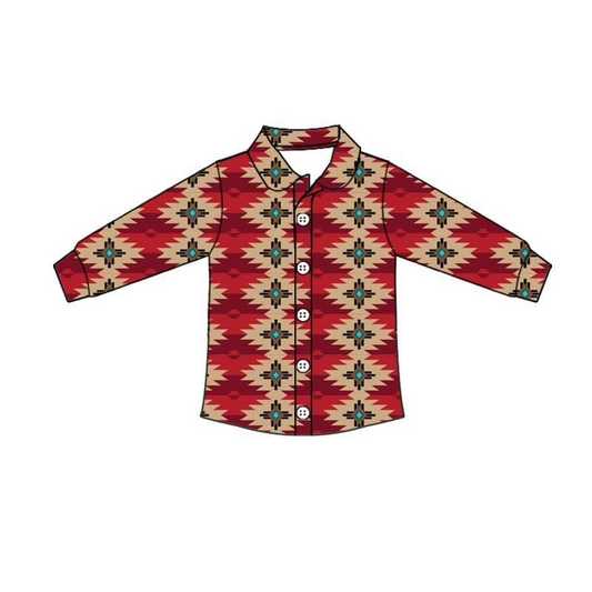 TAT 5-6weeks Custom order Melissa long sleeve aztec polo shirt