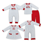 Heart Truck Embroidery Stripes Print Sibling Valentine's Day Matching Clothes