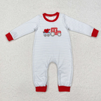Heart Truck Embroidery Stripes Print Sibling Valentine's Day Matching Clothes