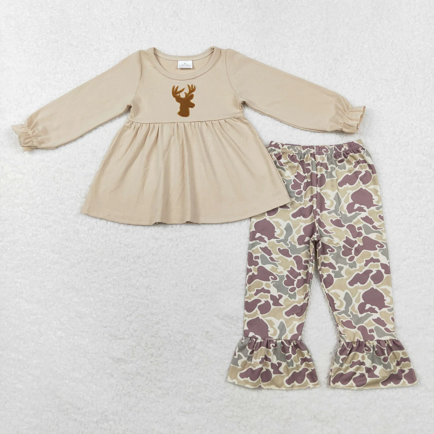 Kids Deer Embroidery Camo Sibling Clothes