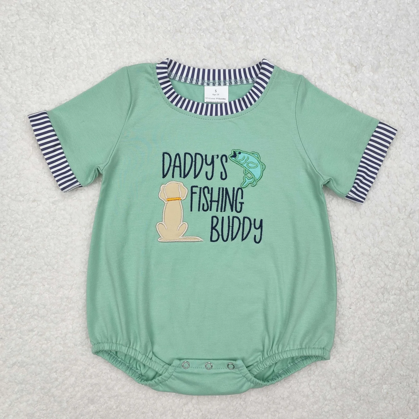 Daddy's Fishing Buddy Embroidery Kids Sibling Clothing