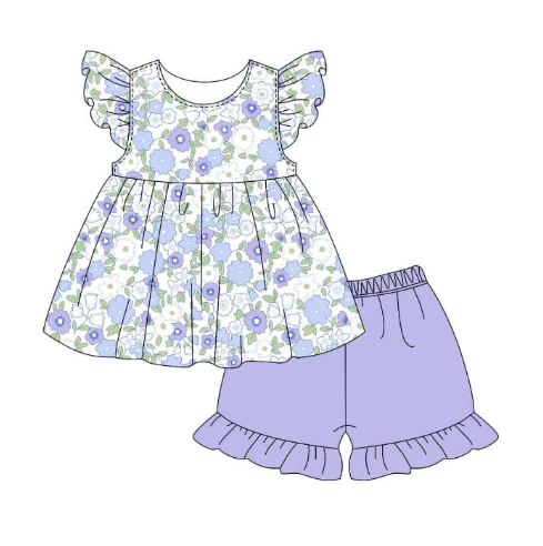 TAT 5-6 weeks Tyler floral tunic purple short set girl