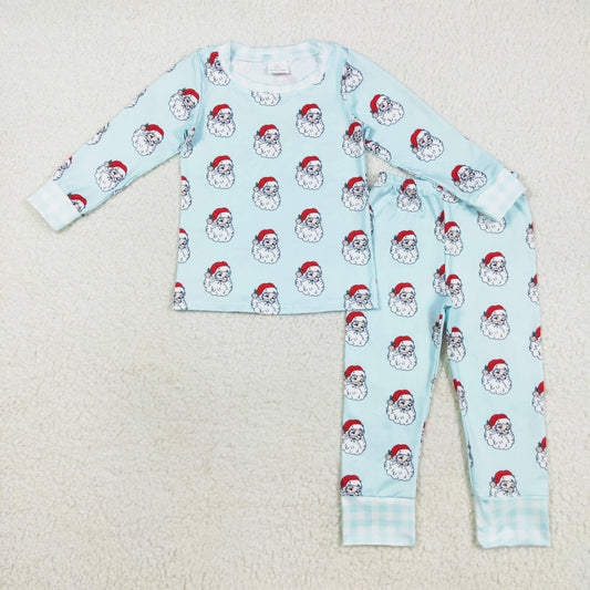 blue background Christmas santa print lounge set