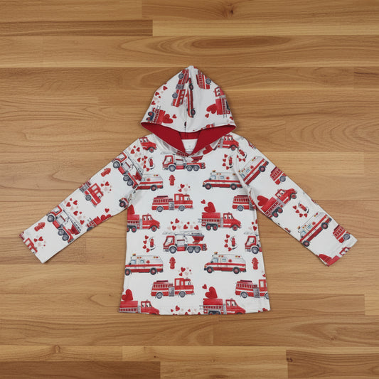 heart firefight truck boy hoodie for valentine's day