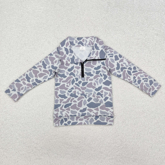 baby boy gray camo zip pullover with pocket