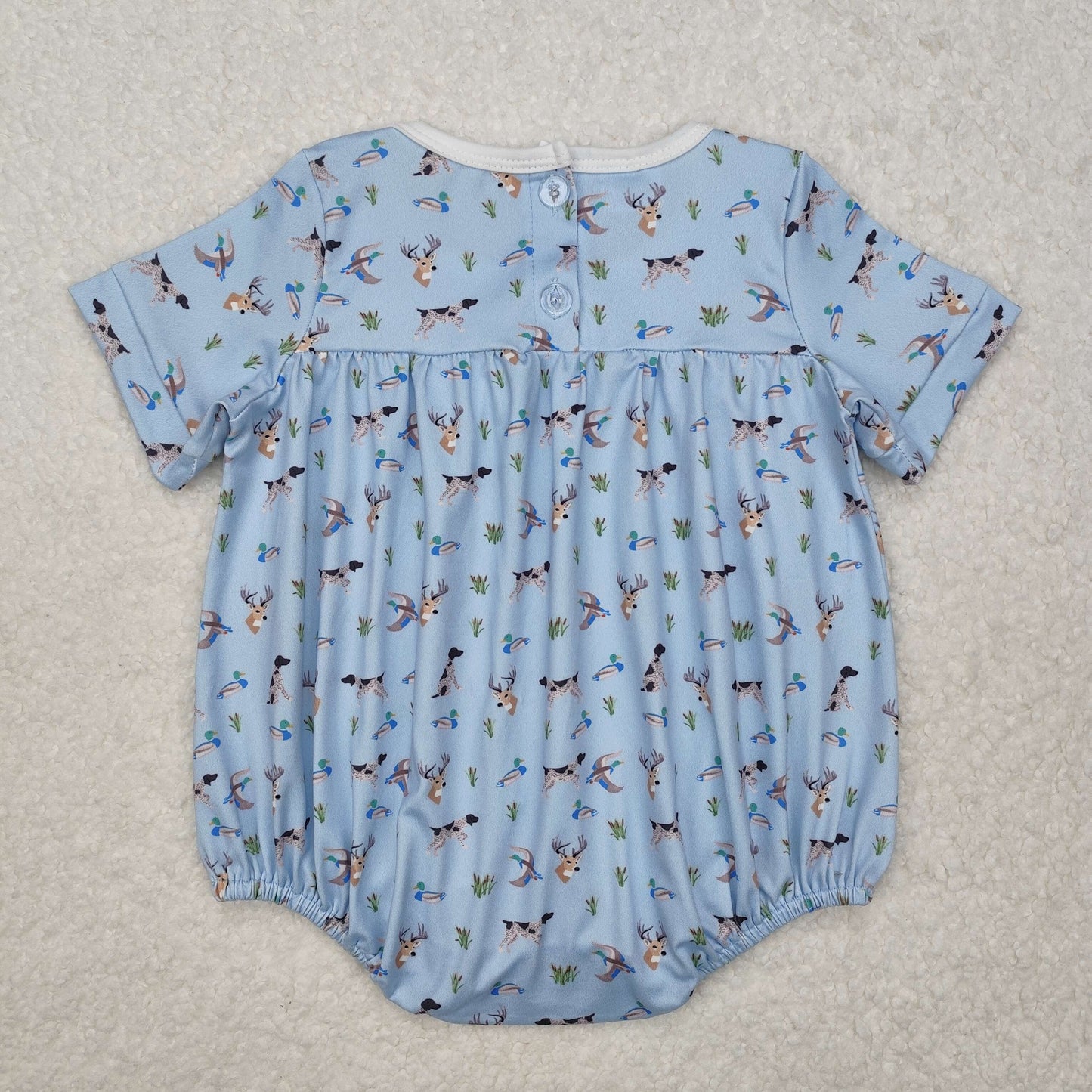 blue duck dog deer print collared bubbles