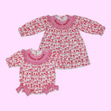 MAMA'S BESTIE Embroidery Pink Bows Sisters Matching Clothes