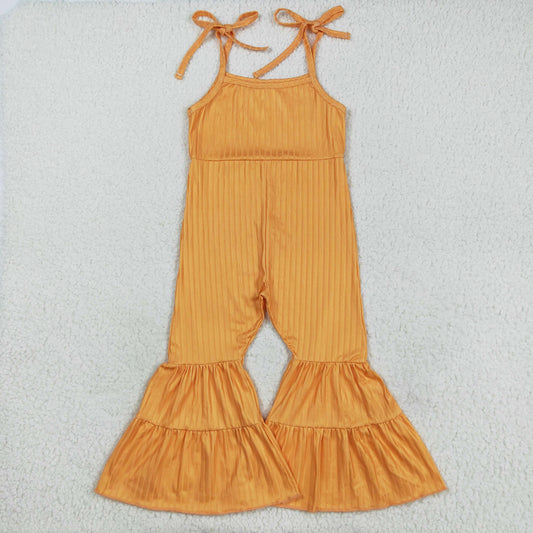 orange strap ribbed jumpsuit