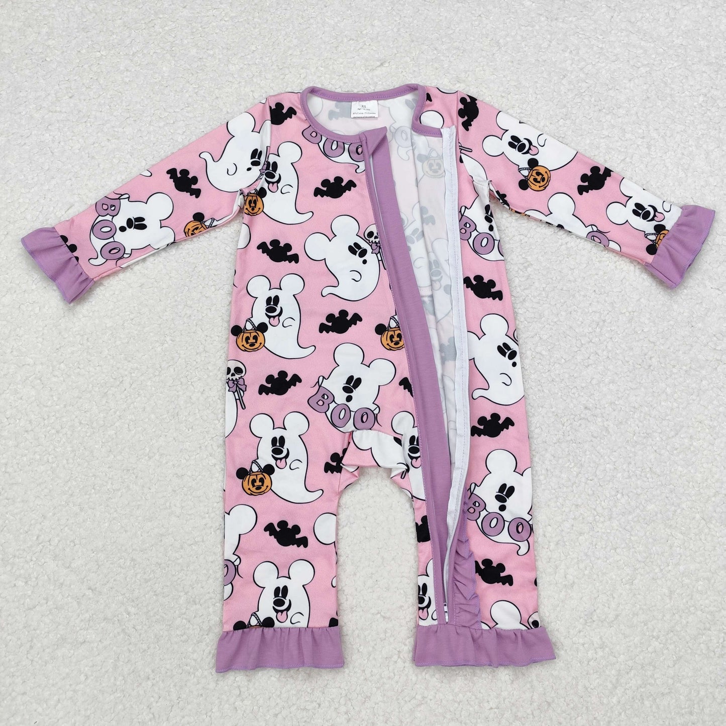 cute ghost bat baby girl halloween zip sleeper