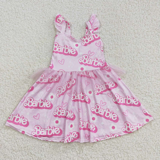 pink barbie words twirly dress