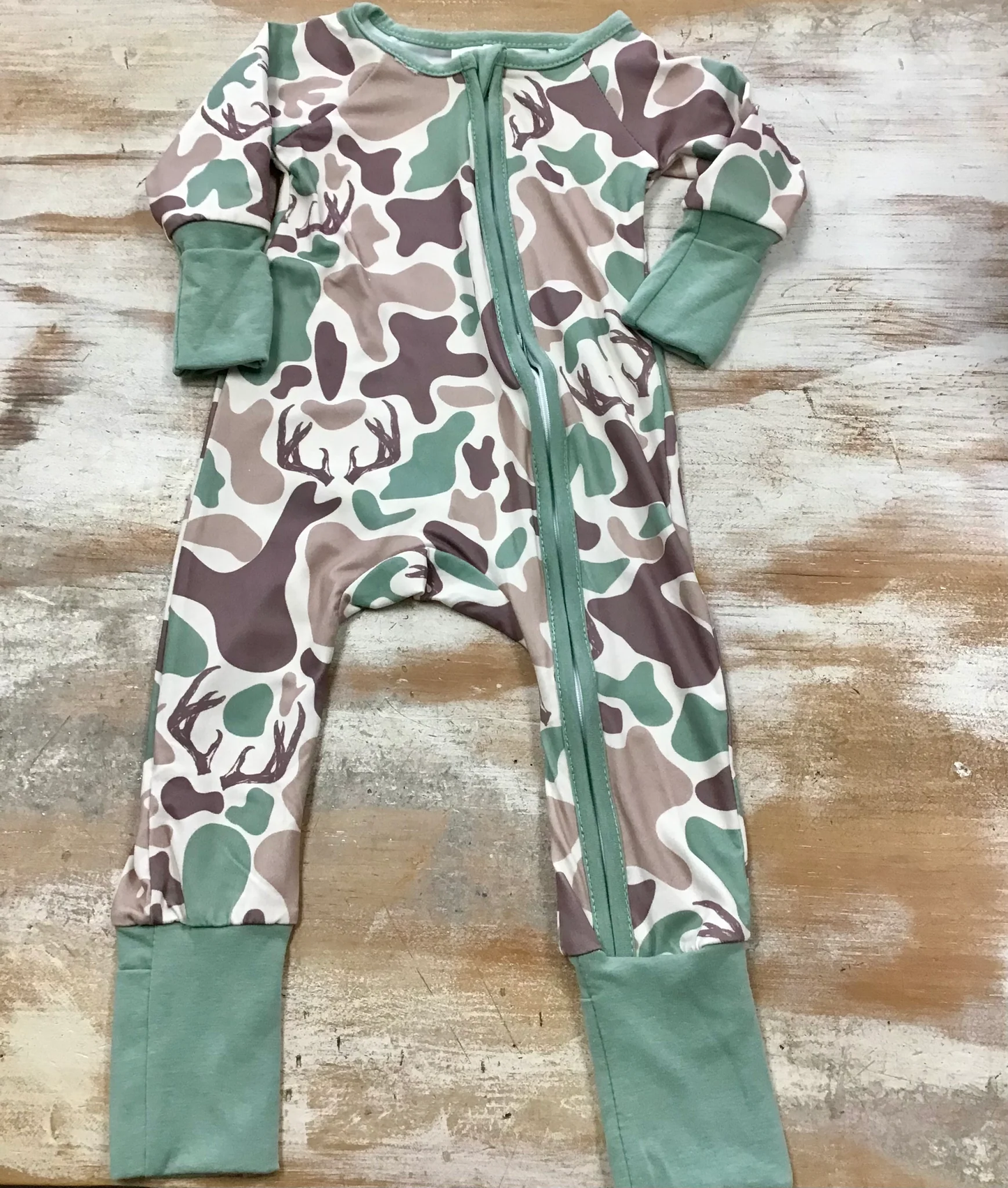 buck camo baby boy zipper sleeper baby clothing