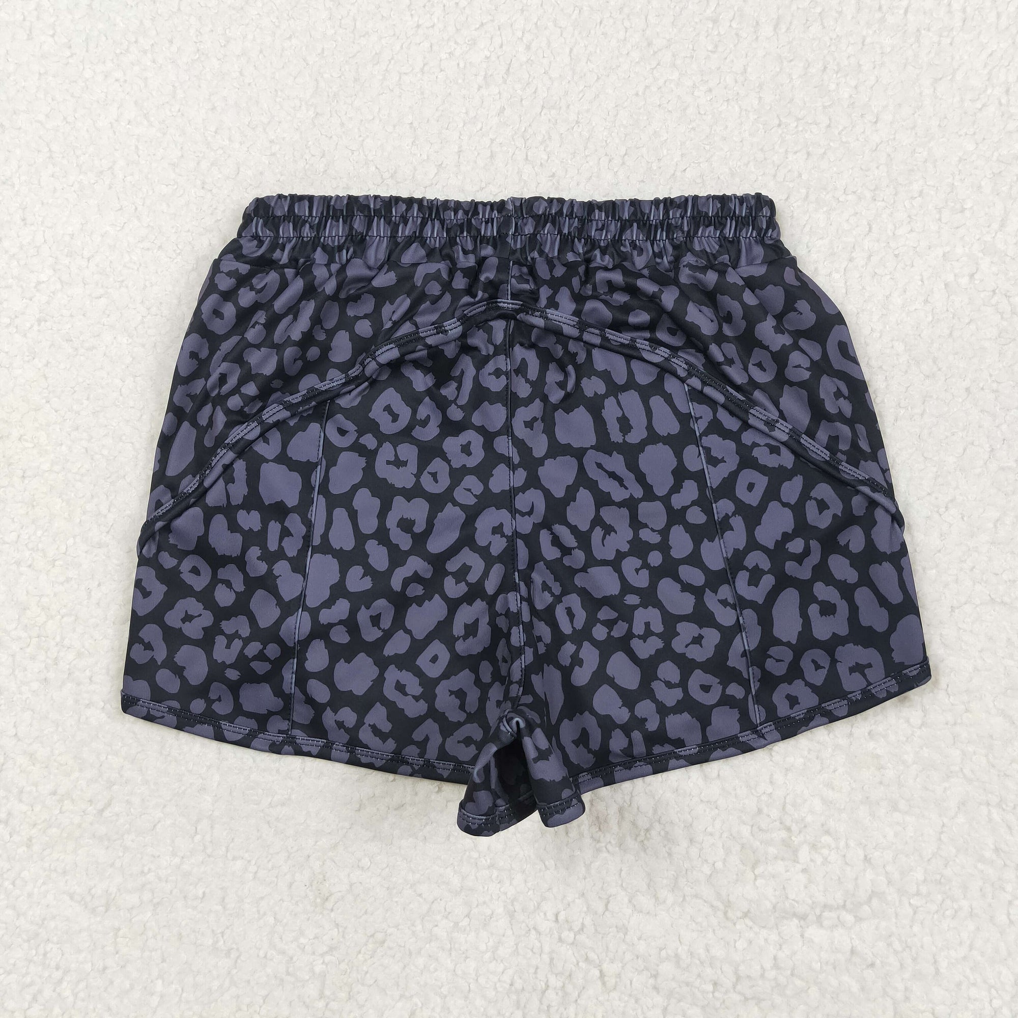 gray leopard athletic woman shorts