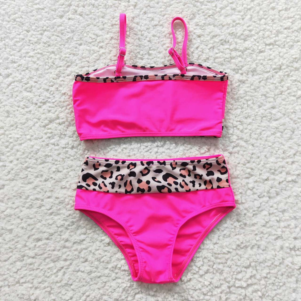 Fuchsia Cheetah High Waisted Matching Bikini