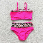 Fuchsia Cheetah High Waisted Matching Bikini