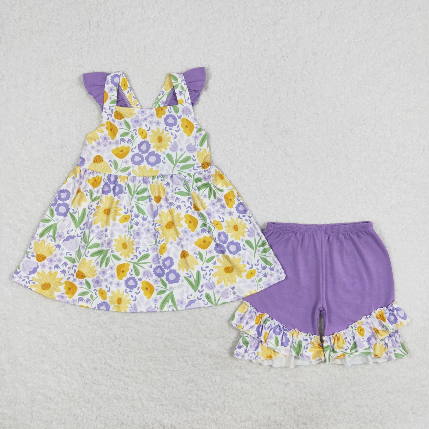 Superbloom cross back shorts set girl summer outfit