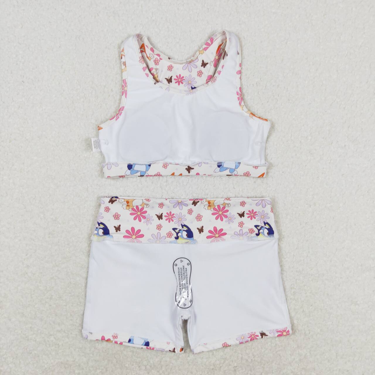 kids girl summer yoga suit dog flower