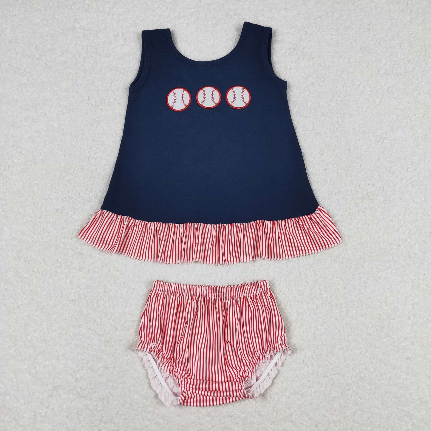 baby girl baseball embroidery bummie set