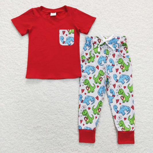 dinosaur boy valentine's day pants outfit