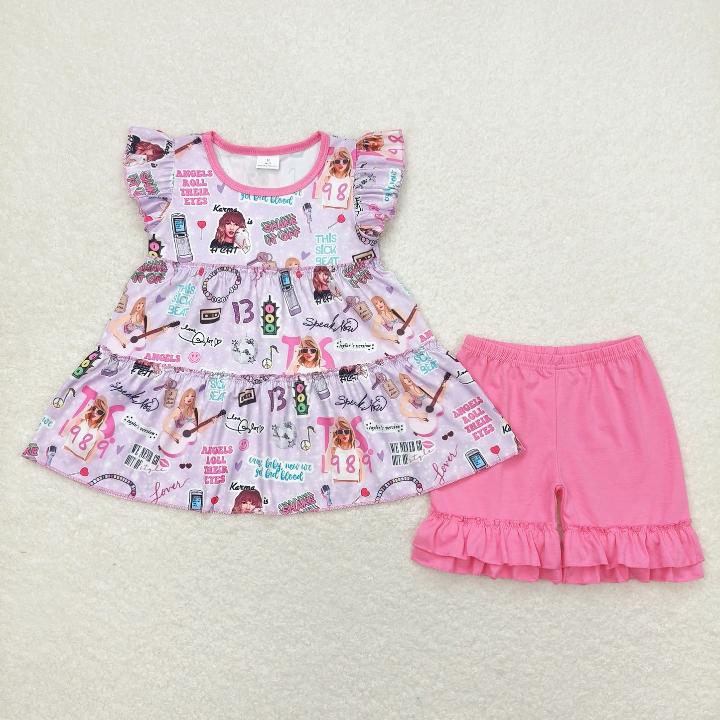 1989 swiftie tunic ruffle shorts set girls summer outfit