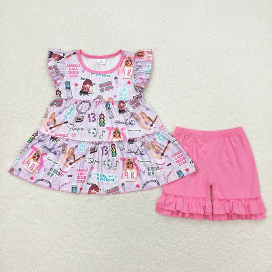 1989 swiftie tunic ruffle shorts set girls summer outfit