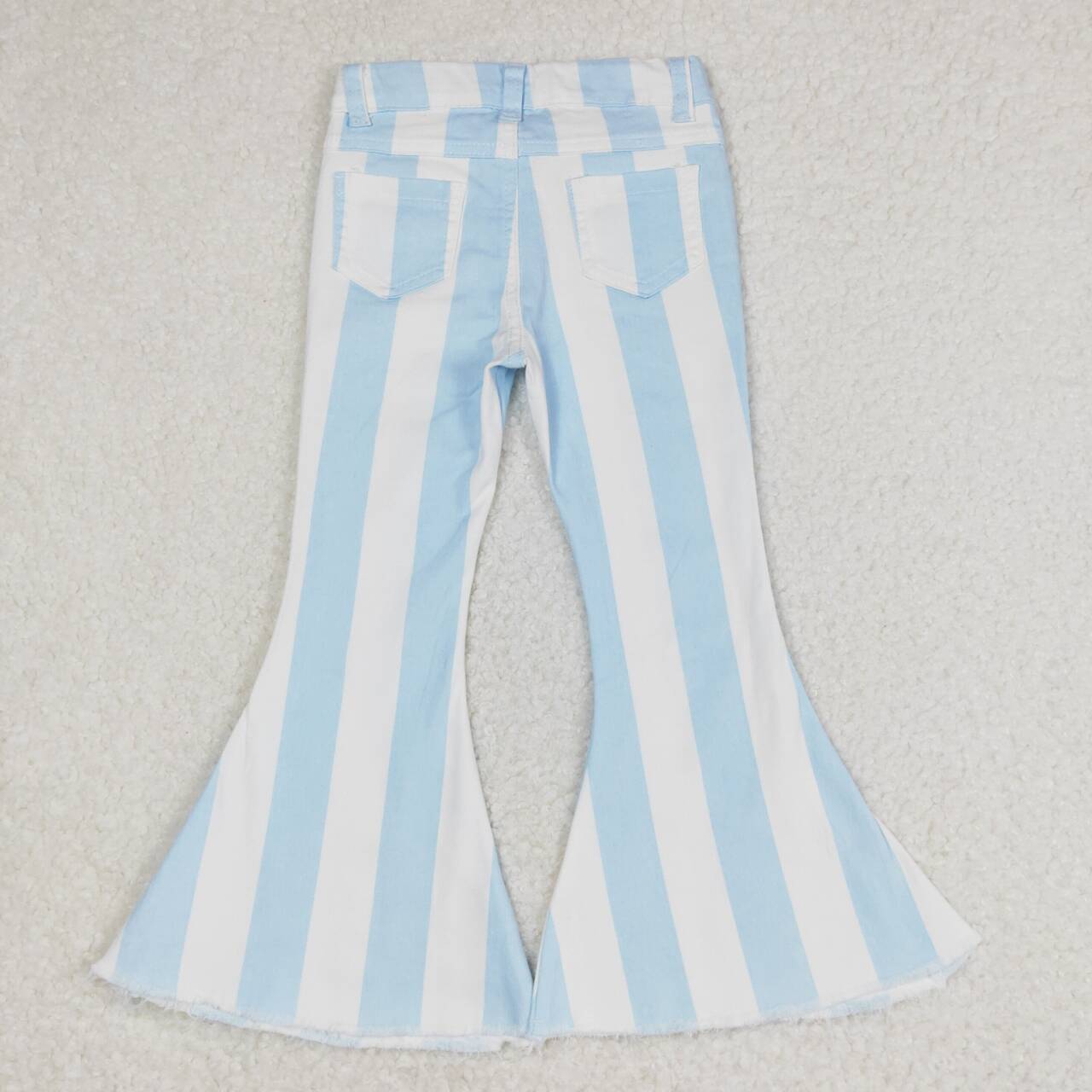 light blue stripe denim flare bottom jeans girls clothes